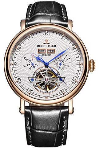 Reef Tiger Top Brand Luxus Armbanduhr Multifunktions Automatik Uhren Herren Tourbillon Uhr RGA1903, Rga1903-pwb, Band