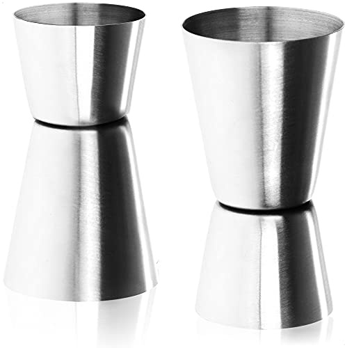 com-four® 2x Messbecher aus Stahl, Barmaß für Spirituosen und Cocktails | Messbecher für Bar und Küche - Abmessen und Dosieren