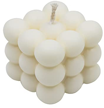 Ordinate Bubble Candle | handmade vegan aesthetic kerzen weiß | Wohnzimmer decoration | bubble kerzen set in Cube Modern | Parfümfrei | kugel candles | 5.5x5.5x5.5cm