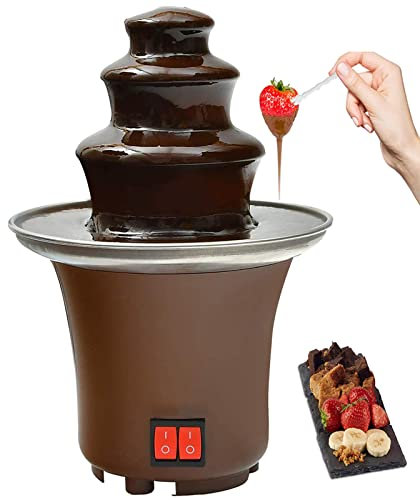 Fondue De Fuente De Chocolate De Tres Pisos, Mini Máquina De Fusión De Chocolate, Gran Capacidad/Control De Motor, Para Bodas De Fiesta, Marrón