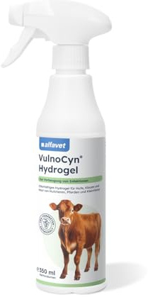 Alfavet VulnoCyn Hydrogel 350 ml - Wundgel für Kleintiere & Nutztiere | Haftendes Gel gegen Bakterien, Viren & Pilze. Zur Wundheilung bei Hot Spots & Schnitten, brennt nicht, ohne Alkohol.