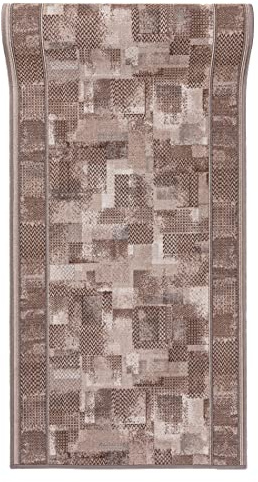 Mazovia Läufer Flur 80x200cm Creme Klassisch 90er-Retro Weich rutschfest | Teppichläufer für Küche Waschküche Schlafzimmer Beige Wetterfest Pflegeleicht Gummiunterseite Kurzflor Lang Verkauf pro Meter