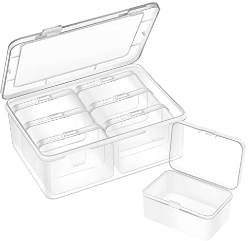 Mathtoxyz Small Bead Organizers and Storage, Clear Bead Storage Containers Rectangle Bead Holder Plastic Cases Transparent Boxes for Nail DIY Craft Making Jewelry Battery Screw