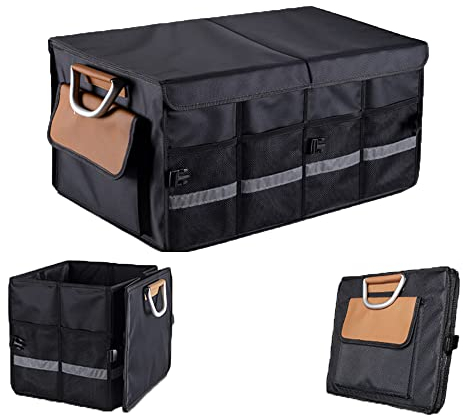 Kofferraum Organizer mit Klett | Auto Kofferraumtasche für Einkauf, Ordnung, Transport, Utensilien, Aufbewahrung | Universal Falt-Box Klein and Stabil | Auto-Zubehör Gadget,L