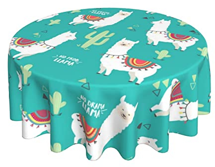 Mantel De Hule No Hay Problema Llama Poliéster Cubierta De Mesa Elegante Cubremesa 152Cm para Fiesta Pícnic Hogar