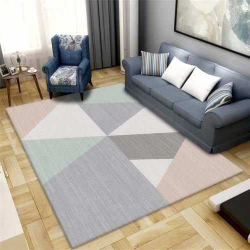 DJHWWD Zimmer Teppich Wohnzimmer Grünes Dreieck Modernes Muster Schlafzimmer Langlebig Outdoor-Teppich 160X230Cm Kinderteppich 5Ft 3''X7Ft 6.6''