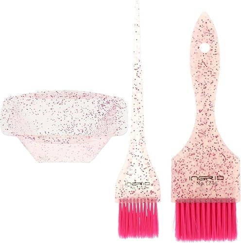 Ensemble de coloration pour cheveux - Pinceaux de couleur et bol - Pinceau, peigne de teinture, bol de teinture, mixeur, kit de coloration pour cheveux - Rose