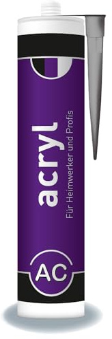 Mastic acrylique pour peintre 310 ml, mastic recouvrable, utilisation universelle en intérieur, étanchéité des fenêtres, portes et plinthes, couleur grise
