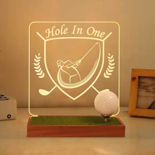 CoolGift Mart Golf Ball Display Case, Light Up Golf Ball Halter für die Anzeige und Lagerung, hölzerne Acryl-Zubehör mit warmen weißen Farbe leuchtet, Raumdekoration, Geschenk für Golfer