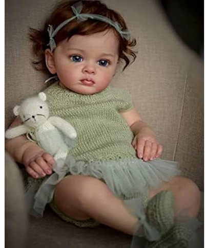 HEHUZY Lebensecht Reborn Puppe 23 Zoll 57 cm Babypuppe Wie Echtes Baby Silikon Baby Mädchen Mit Weicher Stoffkörper (Standardausgabe)