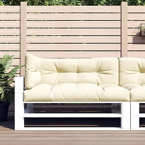 ARKEM Palettenkissen 3-TLG. Creme Stoff Outdoor Kissen Wetterfest Sitzkissen Sitzpolster