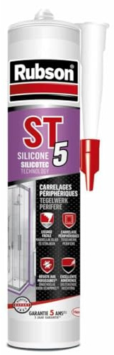 TMP PRO Rubson Sanitärsilikon ST 5 Silikon Dichtstoff & Pilzhemmer - Dusche und Bad - Hochwertiger Dichtstoff von Henkel - Grau (1 x 300ml)