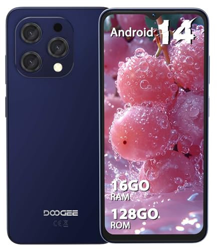 DOOGEE N55PRO Mobile Phones, Newest Android 14 Phone 2025, 16GB+256GB Smartphone, 6.56 Inch HD+ 90Hz, 5150mAh, Octa-Core, 13MP+8MP Camera, Widevine L1/ 5G WIFI/OTG/GPS/Face Unlock, Deep Blue