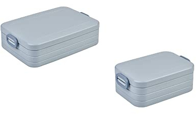 Mepal | Take a Break Duo Pack | Brotdose To Go | Lunchboxen für 2 bis 4 Sandwiches oder 4 bis 8 Brotscheiben | ideal für Meal Prep | Essenbox mit Unterteilung | Nordic Blue
