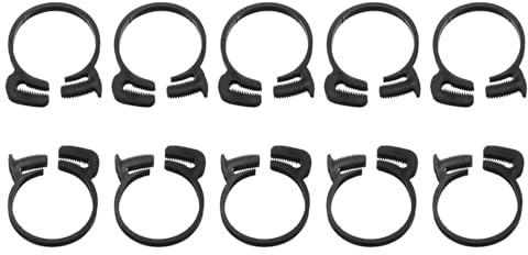 sourcing map 10 Pcs Adjustable Double Snap Grip Hose Clamps Plastic 37.5-39.5 Mm/1.48-1.56 Inches Inner Dia Adjustable Several Ratcheting Tubing Clamp for Home, Black
