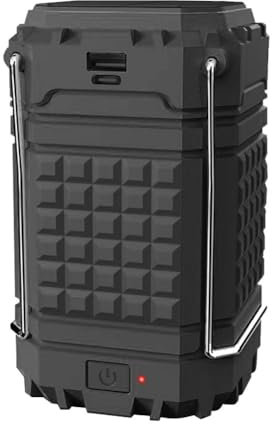 Lwaviwer Farol solar recargable para camping, luces LED alimentadas por pilas para cortes de energía, color negro