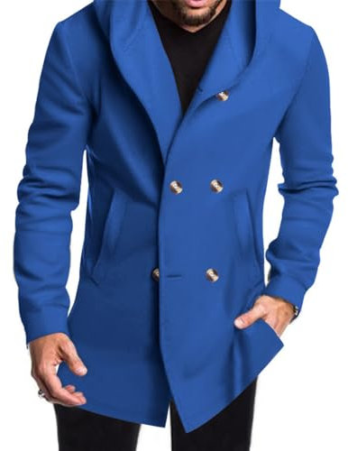 BERCIELY Casual Jacke Herren All-Match Einfarbig Jacke Herren Revers Komfortabel Urban Vintage Jacke Männer Mode Trend Jugend Taschen Jacke Herren E-Royal S