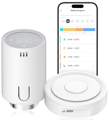 EMKE Smart Heizkörperthermostat Starter Kit, Intelligenter Heizungsthermostat mit App-Funktion, kompatibel mit Alexa & Google Assistant, Thermostat Heizung inklusive Tuya Zigbee Gateway, M30*1,5mm