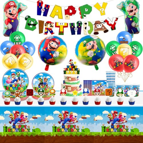 91PCS Super Birthday Party Decorations, Super Birthday Decorations for Party Deco,Themed Party Supplies for Boys and Girls with Cake Toppers,Cups,Tablewares,Balloons,Plates