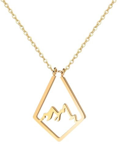 JewelryWe Berg Ringhalter Halskette Damen Edelstahl Offen Rhombus Berg Anhänger Magie Ringhalter Kette Hochzeit Verlobung Jahrestag Schmuck Geschenk für Frau Krankenschwester Ärzte