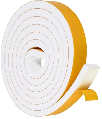 Bande d'étanchéité autocollante pour portes, fenêtres, 20 mm (l) x 10 mm (D)/2 m (L) - Joint en caoutchouc pour collision, isolation acoustique - Blanc