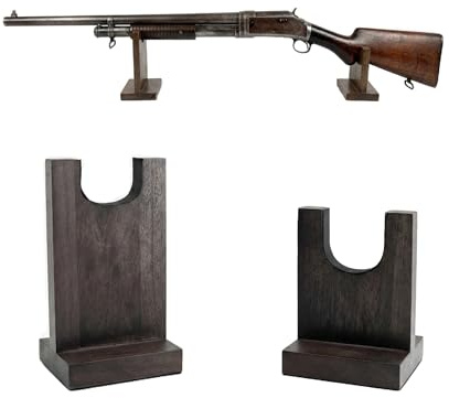 Clearco Rustic Wood Gun Display Stands, display stands for rifles, long guns, firearms, weapons and collectables, for Displays, Shows, and Exhibits.