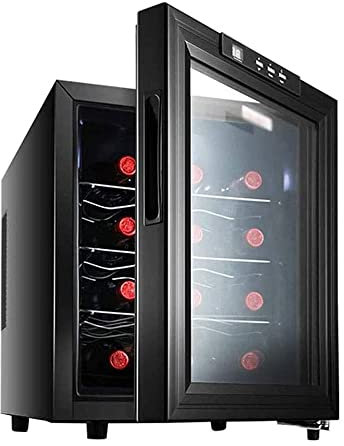 IUBGFTO Cabina enfriadora de Vino para 12 Botellas, Vidrio con Revestimiento Hueco, Bodega Independiente, Control de Temperatura Digital, Funcionamiento silencioso