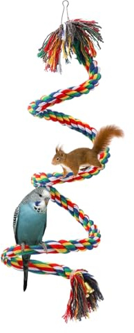 Parrot Perch, 100cm Parrot Stand Colorful Bird Climbing Parrots Stand Toys Bird Spiral Rope Perch for Parrots Parakeet Cockatiel Bungee