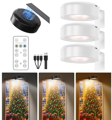 Usper Bilderleuchte Kabellos, Bildbeleuchtung Wandlampe Magnetisch, Bild Beleuchtung Wand Kabellos Mit Fernbedienung 3 Farbtemperaturen Wandleuchte Ohne Stromanschluss (Weiß, 3 PCS)