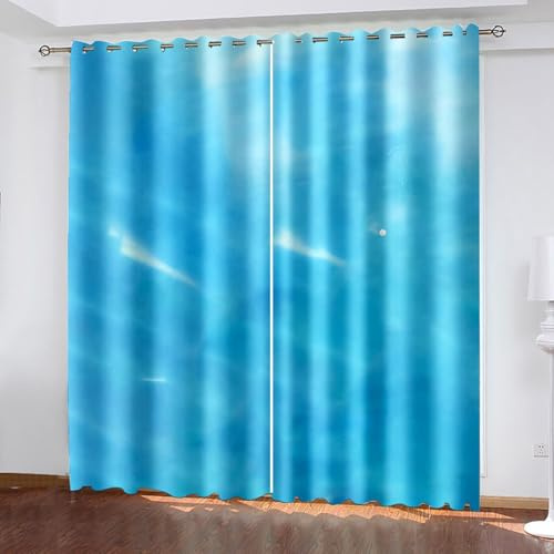 Mesnt Thermovorhang Hitzeschutz, 86x229cm Blau Meer Vorhang für Wohnzimmer