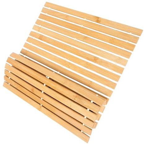 PACKOVE Tappetino Da Doccia in Bambù Pieghevole Tappetino Per Sauna in Bambù Antiscivolo Per Bagno e Cucina