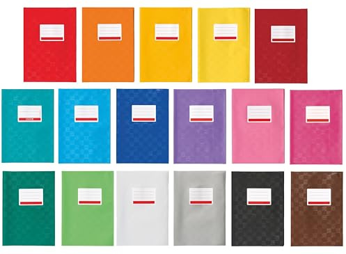 Brunnen Hefthülle/Heftumschlag (Folie, mit Namensschild) (sortiert | 17 Farben, DIN A4 | 17er Pack)