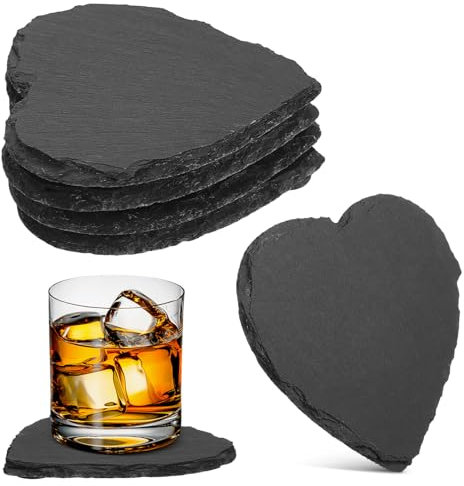 BESTYASH Posavasos en Forma de Corazón 4 Piezas, Piedra Negra, para Bebidas y Copas de Vino, Resistentes a Manchas, para Decoración de Mesa, Uso en Hogar y Bar