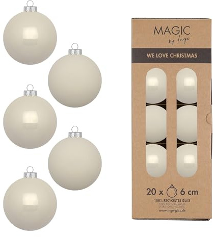 Weihnachtskugeln Glas 6cm 20 Stück - matt & glänzend - Christbaumkugeln Weihnachtsbaumkugeln für Weihnachten - Christbaumschmuck & Weihnachtsbaumschmuck Blanched Almond