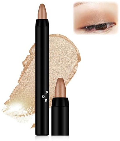 Eyeshadow Lidschattenstift, 2025 Neuestes 2 Stück Wasserfester Glitzer Lidschatten Stift, Schimmer Glitter Perle Creme Lidschatten Stick für Augen Makeup Eyeliner (15 Goldbraun)