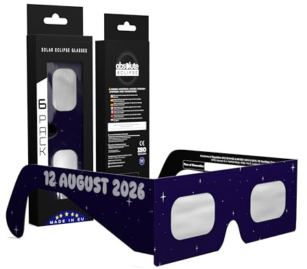Absolute Eclipse Gafas Eclipse Solar 6 Pack Homologadas ISO 12312-2 CE EPI Eclipse Total 2026, 12 Agosto España | Rocketrider