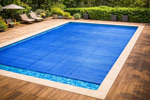 EDG by AQUALUX International Bâche Solaire Premium 800x400 cm, Rectangulaire, Bordée Périmètre, 400 Microns, Bleu, Couverture Piscine, 8x4m, Polyéthylène à Bulles, EDG Premium