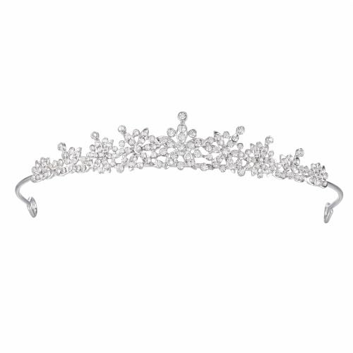 Königin Krone Silber Crown Tiara Braut Diadem 14,5cm/5,7 Zoll | Prinzessin Krone aus Legierung mit Strasssteinen für Damen zur Hochzeit, Geburtstag, Abschlussball und Party Festzug