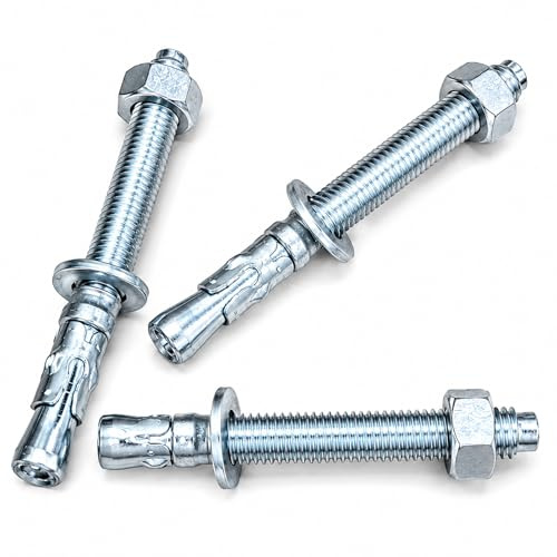 Dayalo 16 tasselli di ancoraggio per carichi pesanti M6 x 60 mm, in acciaio al carbonio, tasselli per carichi pesanti con dado e rondella, bulloni di ancoraggio per calcestruzzo, muratura, mattoni