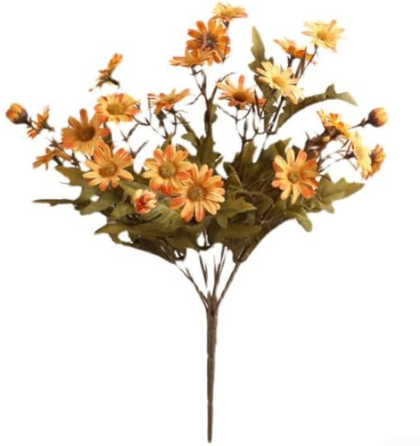 TDCuizent Bouquet di fiori di crisantemo artificiale in seta realistico, 36 cm, centrotavola in stile coreano, decorazione autunnale, bianco, giallo, arancione, per casa, tavolo, matrimoni
