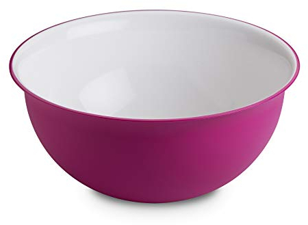 Omada Design Schüssel für Pasta und Salat (3,5 Liter), Schüssel aus Polypropylen und integrierten antimikrobiellen Mitteln eliminiert Bakterien und Pilze. Made in Italy, Linea Sanaliving, Weiß Fuchsie