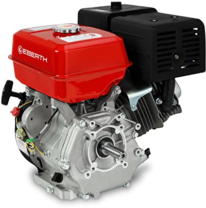 EBERTH 13 PS 9,56 kW Benzinmotor mit 25 mm Ø Welle, Standmotor Kartmotor Antriebsmotor mit Ölmangelsicherung, 4-Takt, 1 Zylinder Benzin Motor, 389 CCM Hubraum, luftgekühlt, Seilzugstart