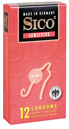 SICO Sensitive Kondome - Naturkautschuklatex - feucht beschichtet - geringe Wandstärke für erhöhte Gefühlsintensität - einzeln verpackt in einer Schachtel - 12er - Made in Germany