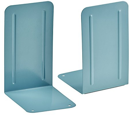 Acrimet Bookends for Shelves, Non-Skid Book Holder, Heavy Duty Book Stopper, Steel Metal Book Ends Storage for Home, Library, 6 7/8 H x 4 W x 4 1/2 D (Green) (1 Pair / 2 Pieces)