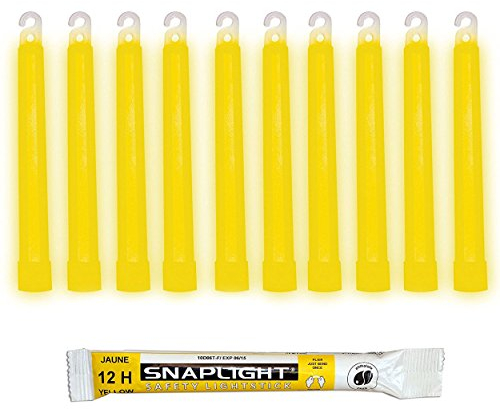 Cyalume SnapLight Jaune 15cm Bâton Lumineux Glow Stick Light Stick Fluorescent Durée 12 heures (Boîte de 10)