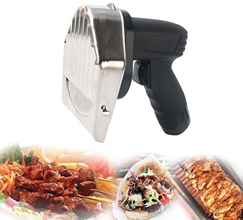 LiBai Doner Kebab Commercial Gyros Knife Electric Shawarma Machine 110V Battery Type Gyro Cutter Slicer Sliced Meat with 2 blades