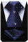 HISDERN Herren Marineblau Krawatte und Einstecktuch Hochzeit Elch Krawatten Taschentuch Set