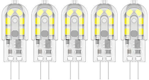 Ziefgn 5X G4 LED Bulb 2W Ampoule LED 12 SMD 2835LEDs Blanc Froid 6000K Lumiere LED 200LM Ampoule Lampe Équivalent à Lampe Halogène 20W AC/DC12V
