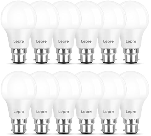 Lepro Bayonet Light Bulbs 60W Equivalent, Warm White 2700K, 8.5W 806lm LED Bayonet Bulb, B22 LED Bulbs, BC GLS Energy Saving Lightbulbs Bayonet, Non-dimmable, Pack of 12