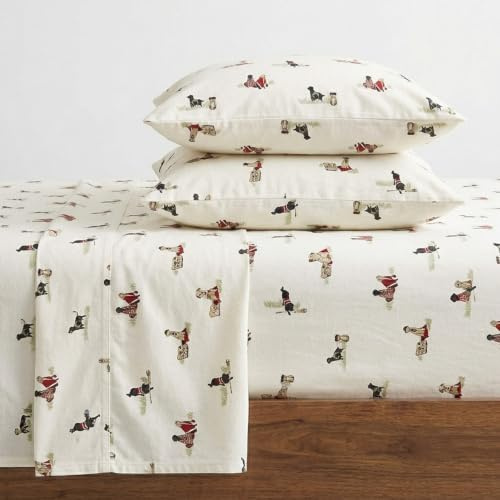 Eddie Bauer Set di lenzuola per letto king size, in flanella di cotone caldo e traspirante, con tasche profonde, spazzolato per una maggiore morbidezza, accogliente decorazione per la casa,